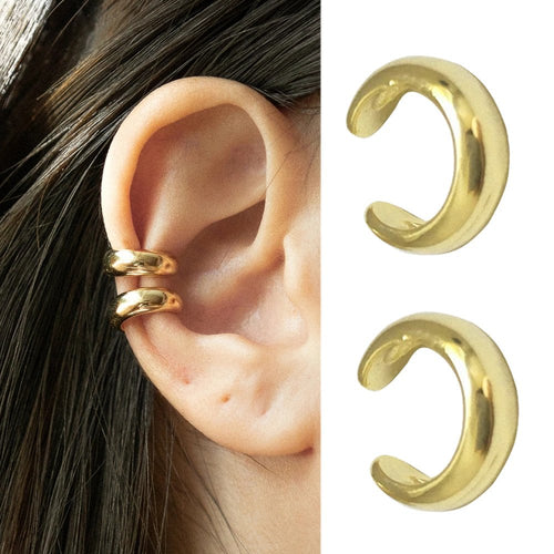 Valerie - 18k gold plated double band ear cuff , gold color