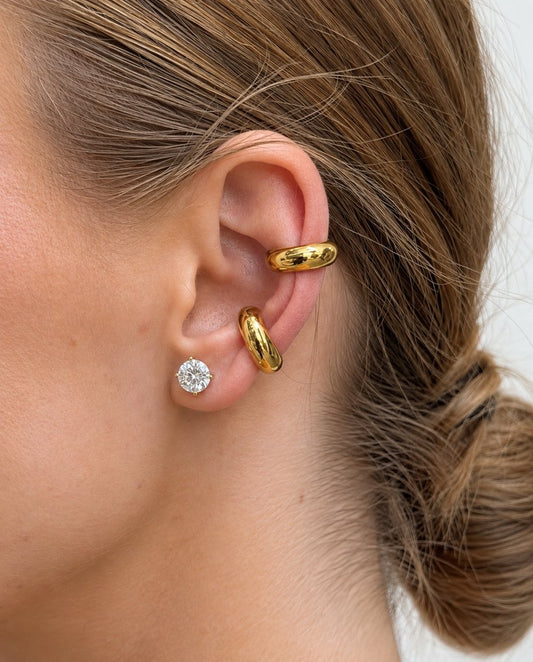 Valerie - 18k gold plated double band ear cuff , gold color