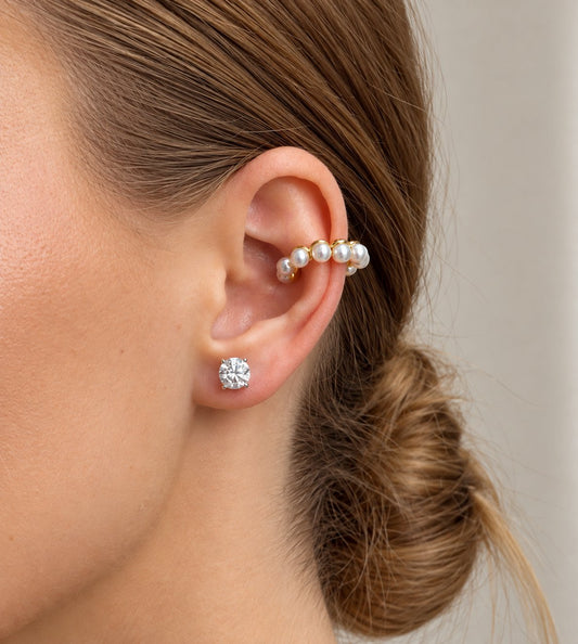 Capuci - 18k gold plated ear cuff with pearls , gold color