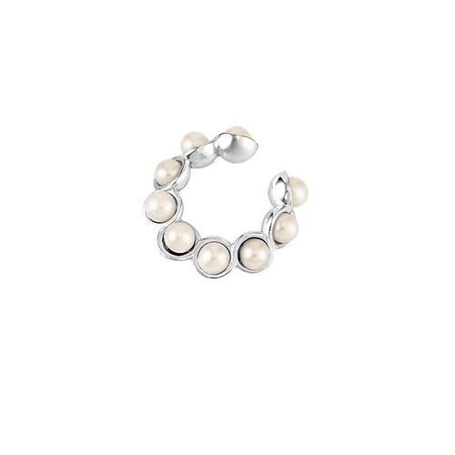 Capuci - 18k gold plated ear cuff with pearls , silver color