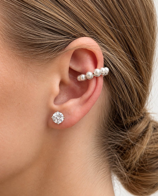 Capuci - 18k gold plated ear cuff with pearls , silver color