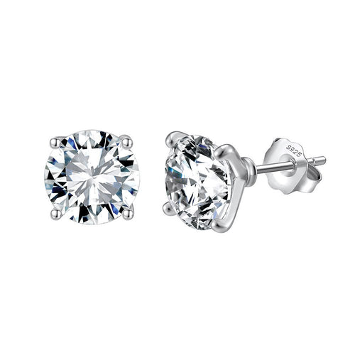 Round Moissanite 0.5ct - 925 sterling silver stud earrings , silver color