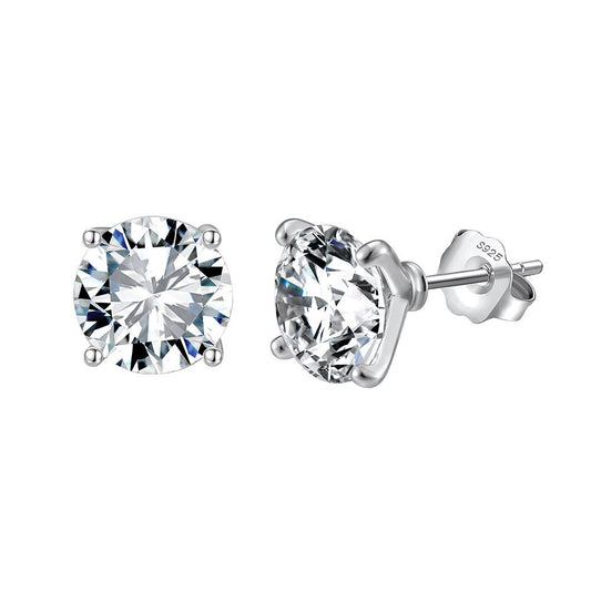 Round Moissanite 0.5ct - 925 sterling silver stud earrings , silver color