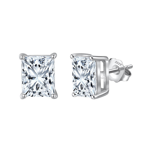 Princess Cut Moissanite 1ct - 925 sterling silver stud earrings , silver color