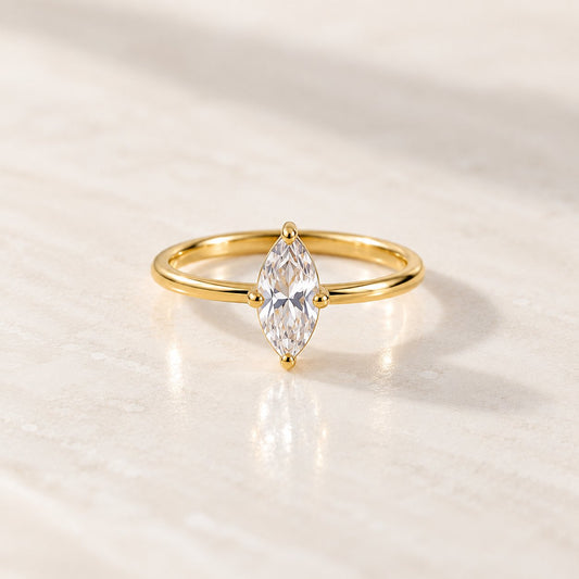 Marquise zirconia - 18k gold plated ring , gold color