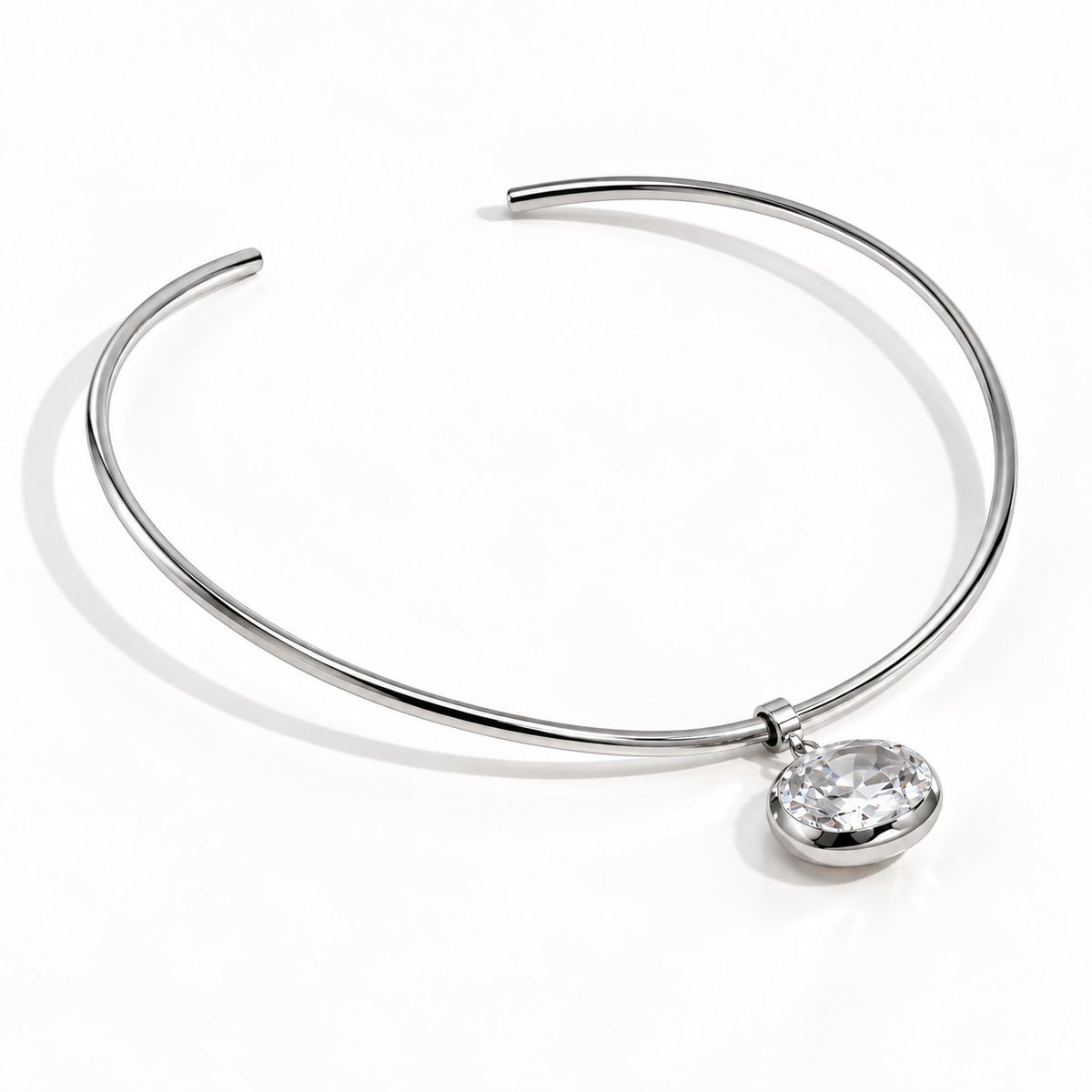 Yseult - 18k gold plated tennis choker necklace , silver color