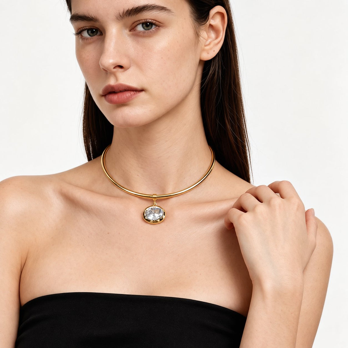 Yseult - 18k gold plated tennis choker necklace , gold color