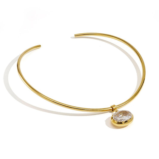 Yseult - 18k gold plated tennis choker necklace , gold color