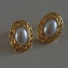 Sabine - 18k gold plated twisted stud earrings with freshwater pearls , gold color