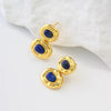 Honorine - 18k gold plated stud earrings with deep blue stones , gold color