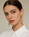 Marceline - 18k gold plated statement drop earrings with faceted crystals , gold color