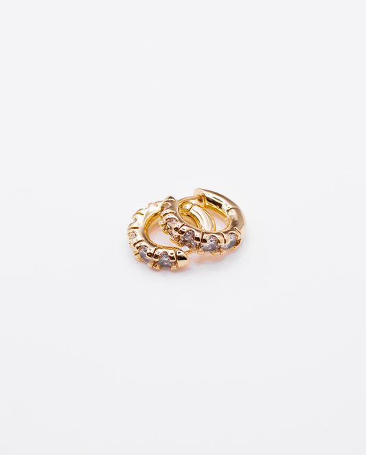 Fleur - 18k gold plated delicate and elegant earrings with white stones