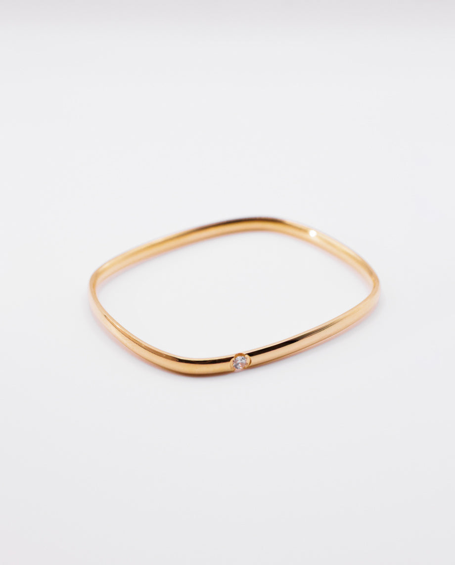 Isadora - 18k gold plated minimalist bangle bracelet , gold color-21