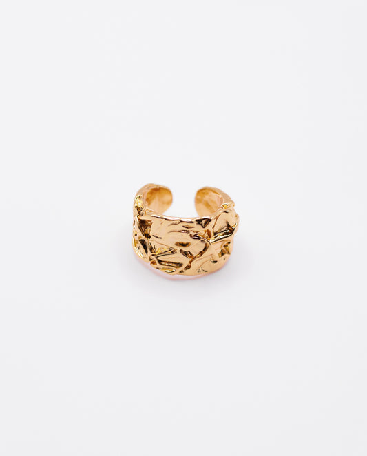 Eulalia - 18k gold plated bold and sculptural design ring , gold color