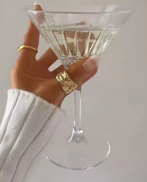 Eulalia - 18k gold plated bold and sculptural design ring , gold color