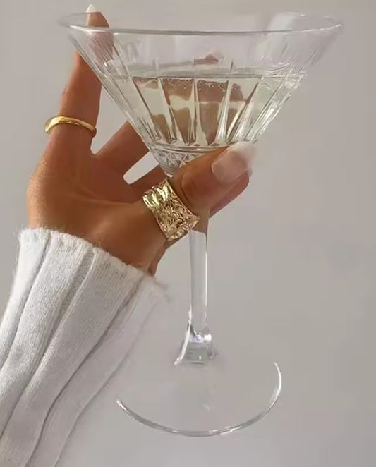 Eulalia - 18k gold plated bold and sculptural design ring , gold color