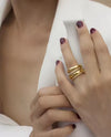 Elowyn - luxurious triple-band 18k gold plated ring , gold-tone