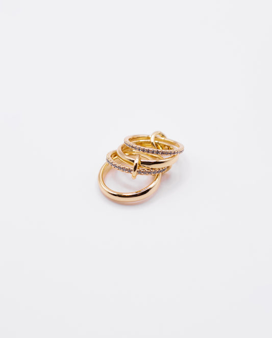 Elowyn - luxurious triple-band 18k gold plated ring , gold-tone