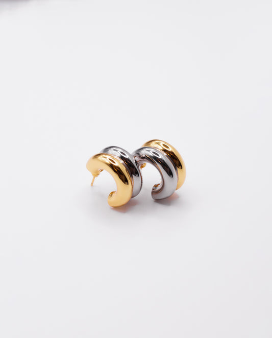 Eloise - 18k gold plated hoop earrings combination of gold and silver elements