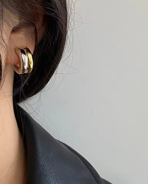 Eloise - 18k gold plated hoop earrings combination of gold and silver elements