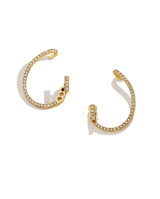 Dahlia - 18k gold plated elegant earrings with Zirconia Stones