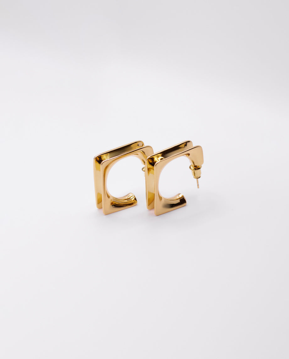 Soraya - 18k gold plated square-shaped hoops