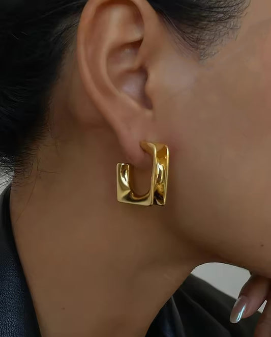 Soraya - 18k gold plated square-shaped hoops