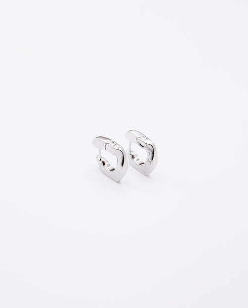 Bellamy - 18k gold plated square-shaped hoop earrings ,silver color