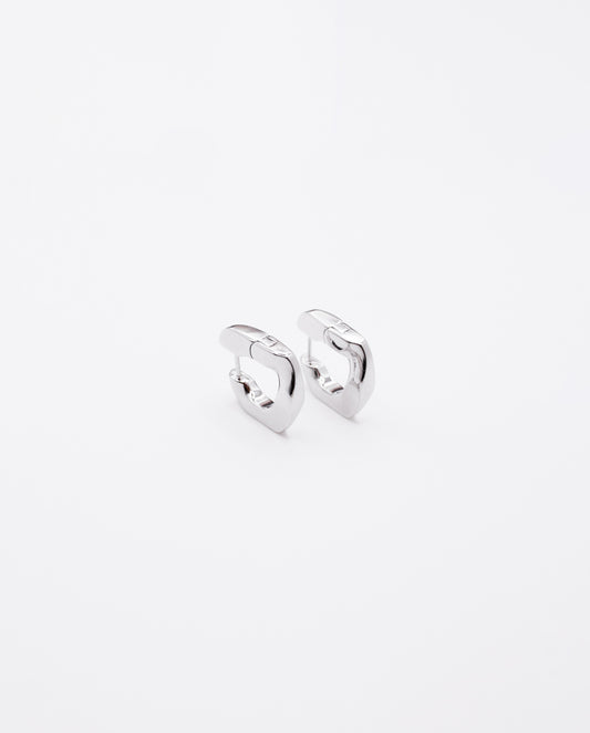 Bellamy - 18k gold plated square-shaped hoop earrings ,silver color