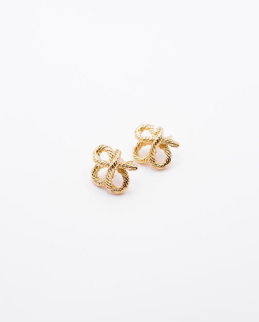 Flora - 18k gold plated knotted ropes design stud earrings