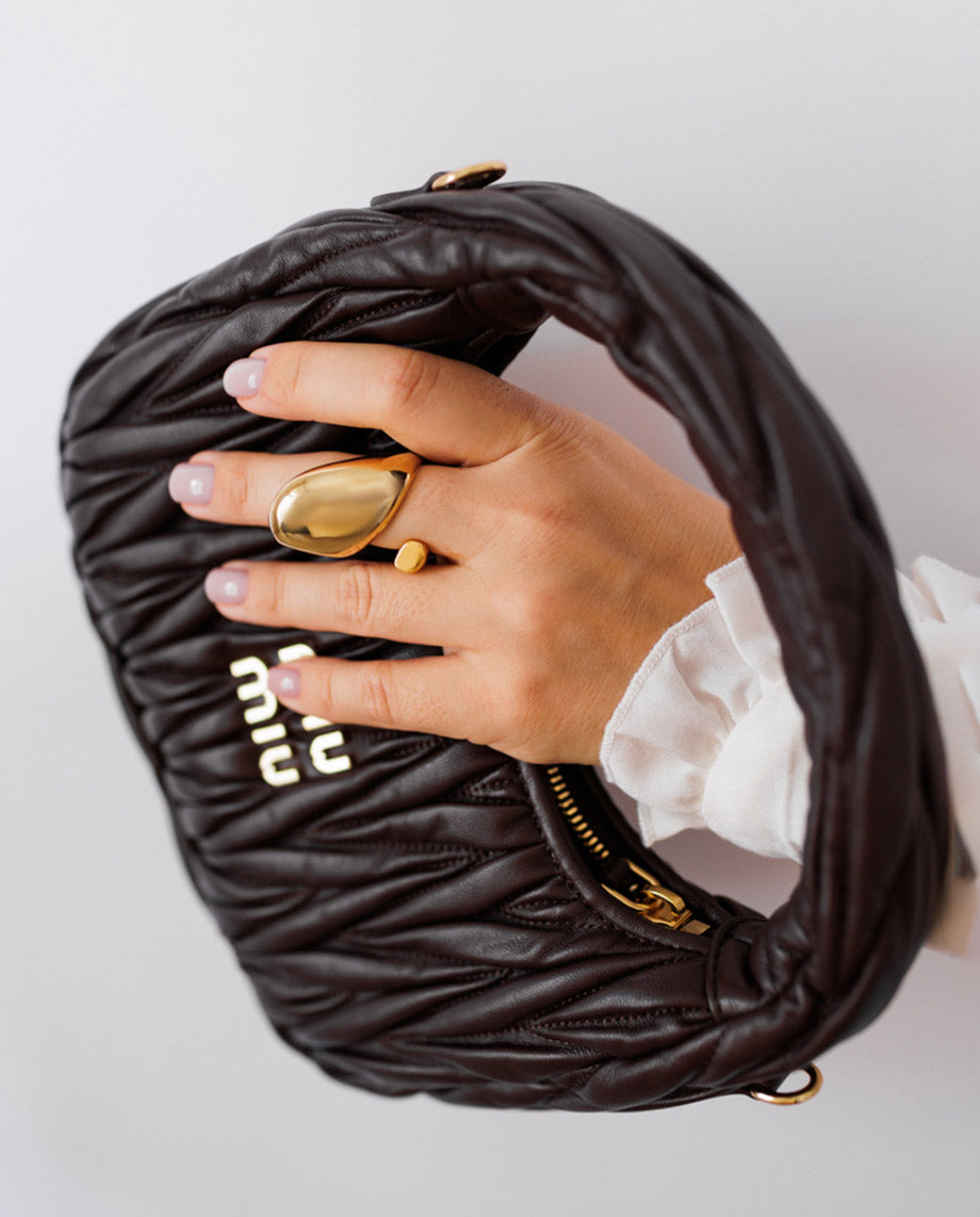 Odette - 18k gold plated bold and contemporary design ring , gold color