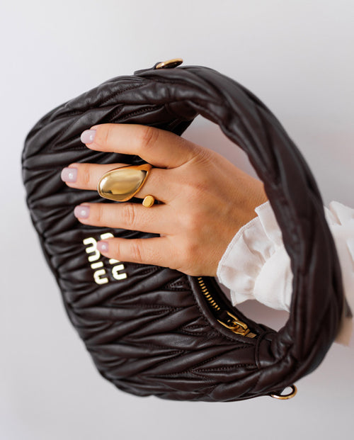 Odette - 18k gold plated bold and contemporary design ring , gold color