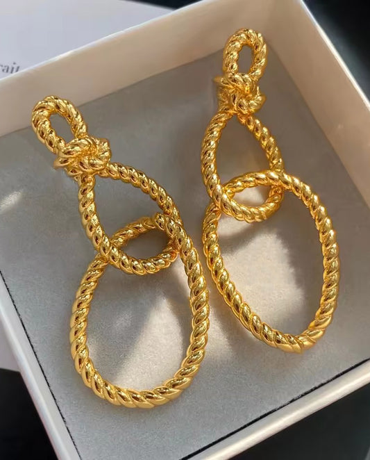 Antoinette - 18k gold plated rope detailing earrings , gold color