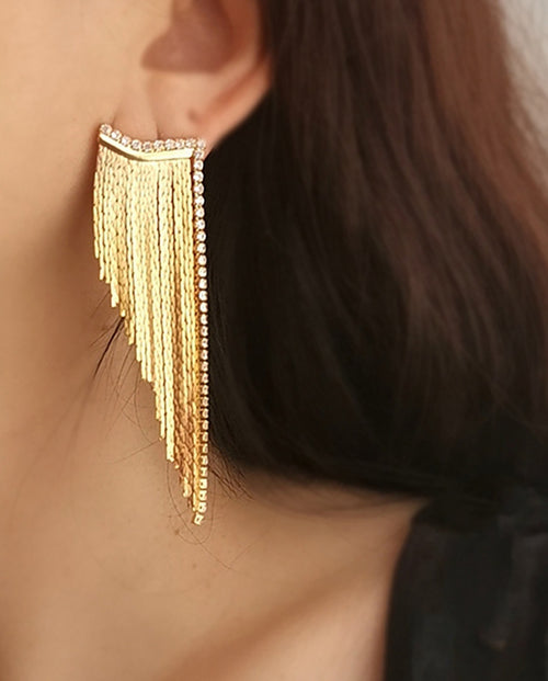 Josephine - 18k gold plated glamorous statement stud earring , gold color