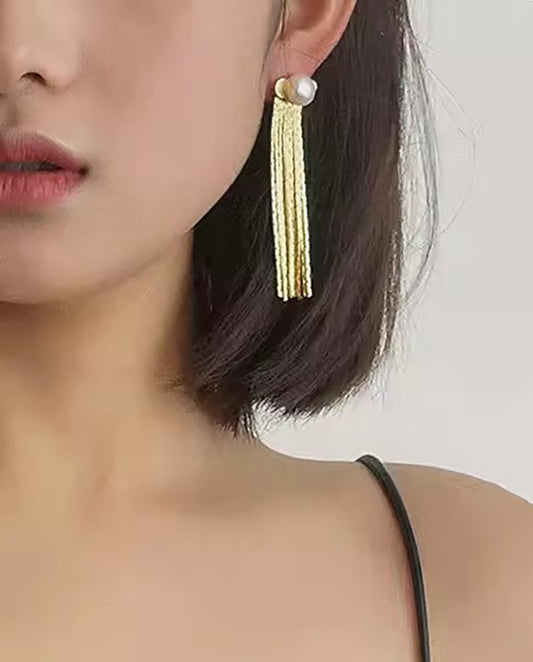 Opaline - 18k gold plated earrings feature large, lustrous pearls at the center