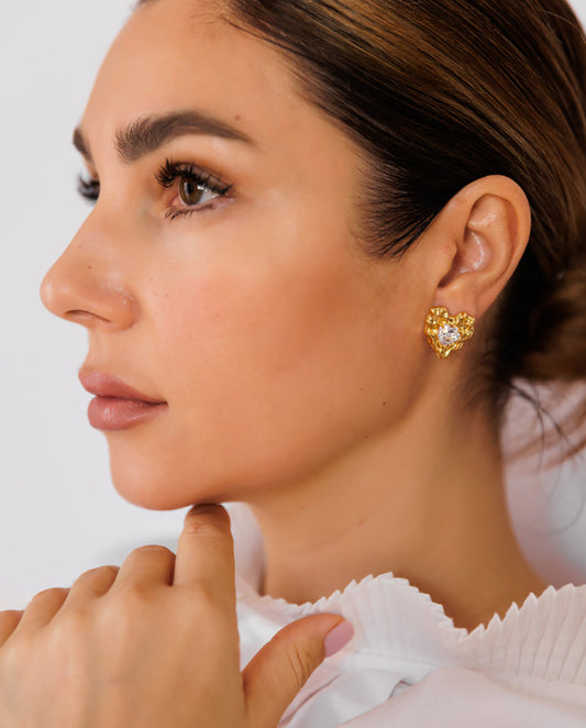 Gaia - stunning 18k gold plated stud earrings heart-shaped designs