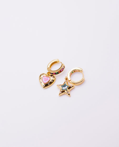 star - 18k gold plated vibrant and playful earrings , gold color