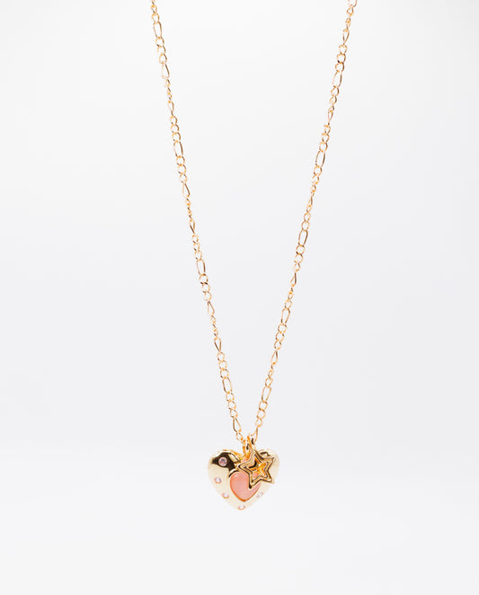 Leda - 18k gold plated chain necklace with heart-shape pedant gold color