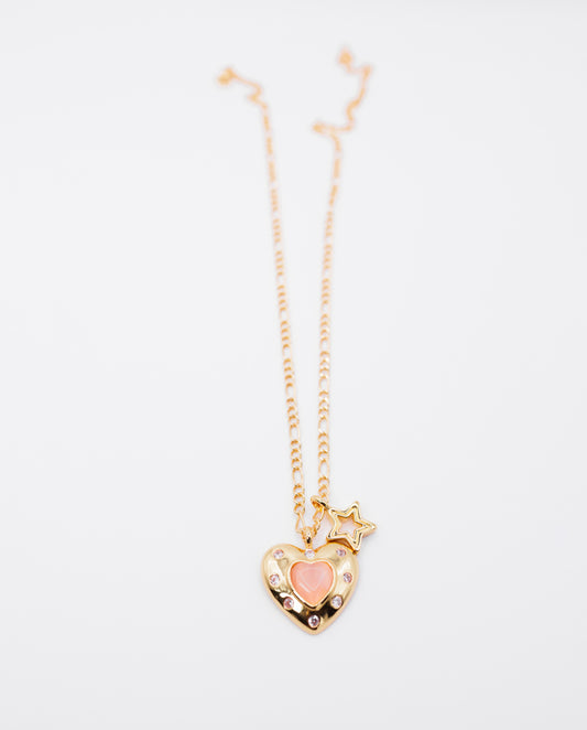 Leda - 18k gold plated chain necklace with heart-shape pedant gold color