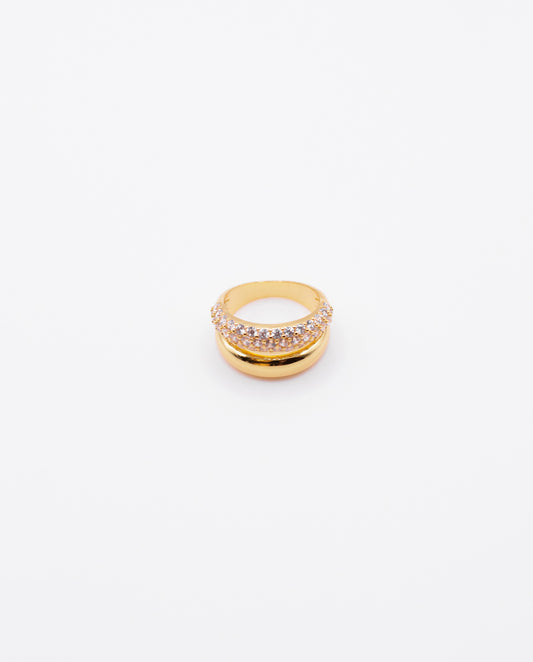 Evera - 18k gold plated sophisticated design ring with Zirconia Stones , gold color
