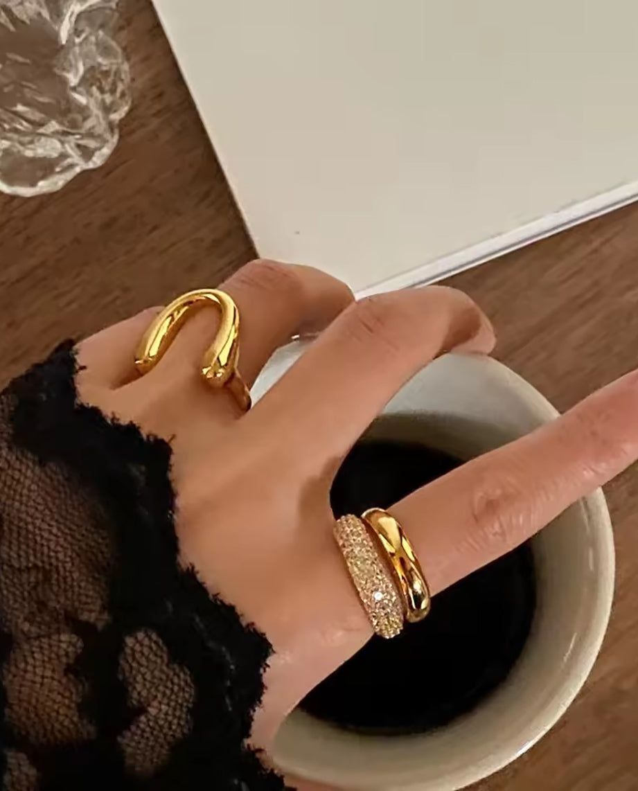 Lyric - 18k gold plated contemporary aesthetic ring , gold color