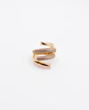 Ophelia - 18k gold plated two elegantly curved bars ring with sparkling pave-set crystals