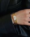 Zephira - 18k gold plated chain bracelet with natural pearl , gold color