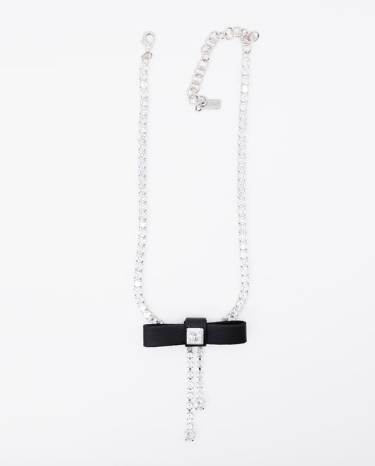 Bow - Exquisite 18k Gold Plated Bow Necklace Embellished With Sparkling Cubic Zirconia Silver Color