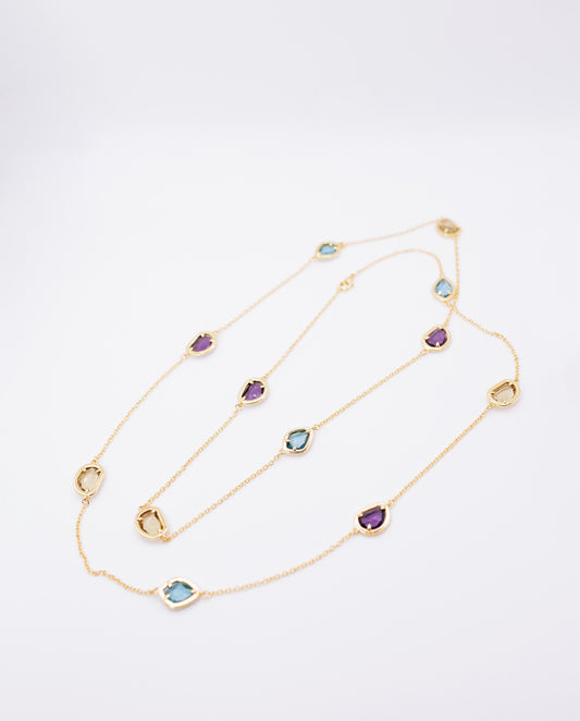 Celestielle - 18k Gold Plated Necklace Multi - Colored Stones Gold Color