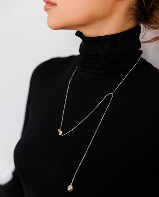 Vivienne - 18k gold plated necklace with two distinct pendants , silver color