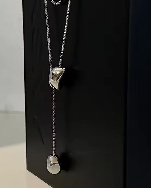 Vivienne - 18k gold plated necklace with two distinct pendants , silver color