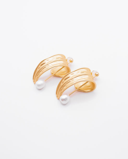 Merling - 18k gold plated bold, sculptural earrings , gold color
