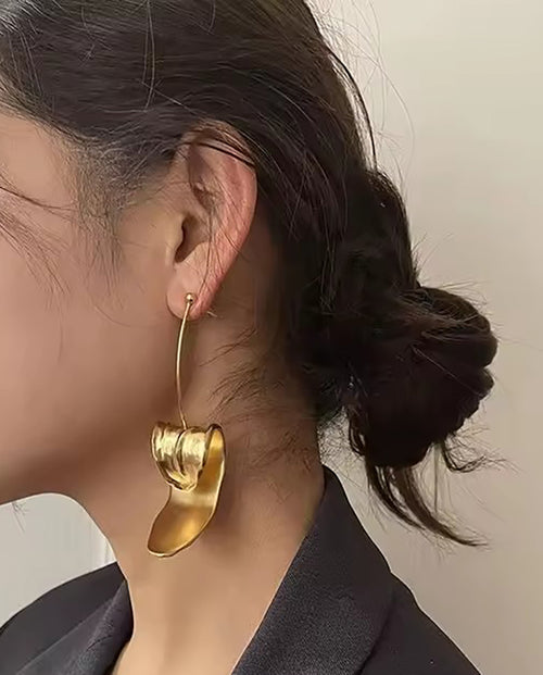 Merling - 18k gold plated bold, sculptural earrings , gold color