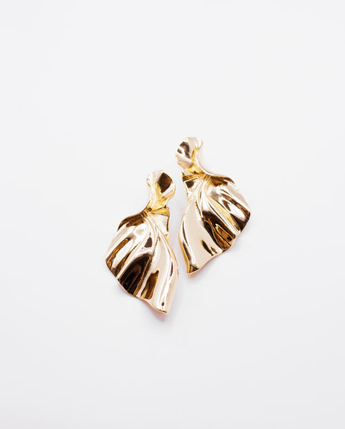 Lucinda - 18k gold plated sculptural design stud earrings . gold color